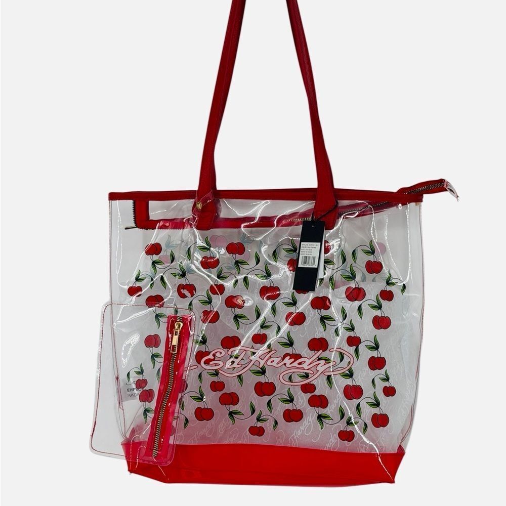 Ed Hardy Cherries Transparent Set:Large Tote Bag/Wallet - Picture 2 of 9